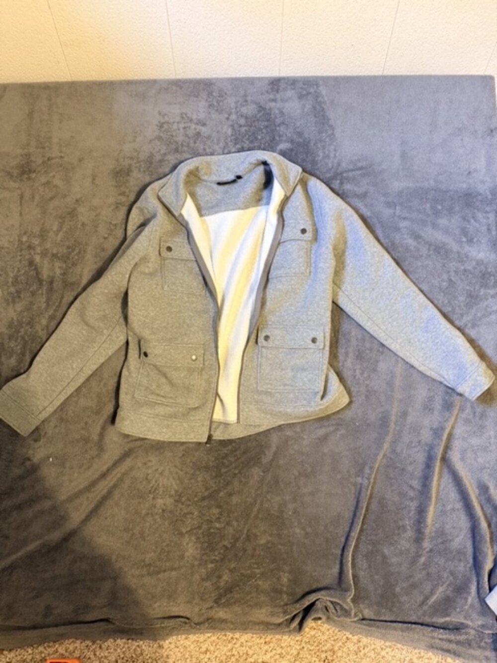Marc Anthony Men's Gray Full Zip Jacket Snap Chest Pockets Size L
